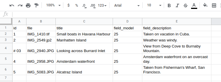 Google Sheet with commented row
